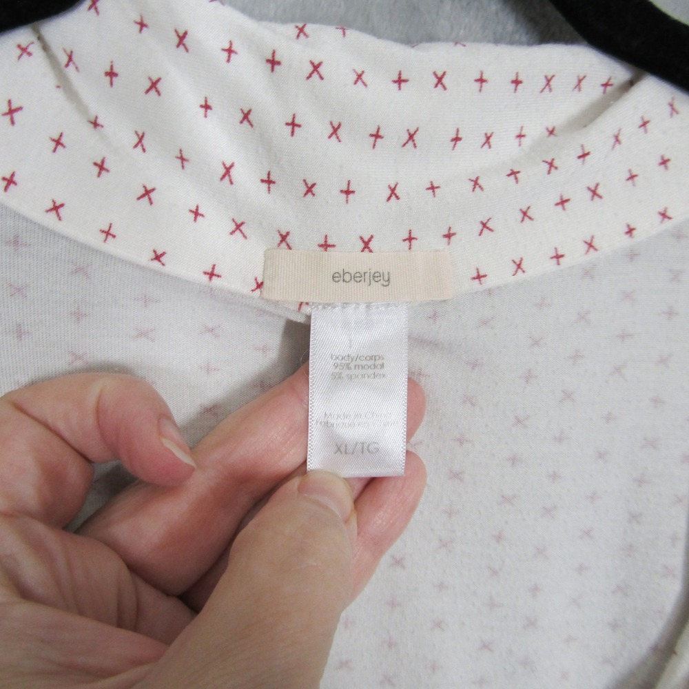Eberjey Gisele Pajama Set Womens XL White Red Cross Print Modal Long Sleeve Pant - Picture 13 of 16
